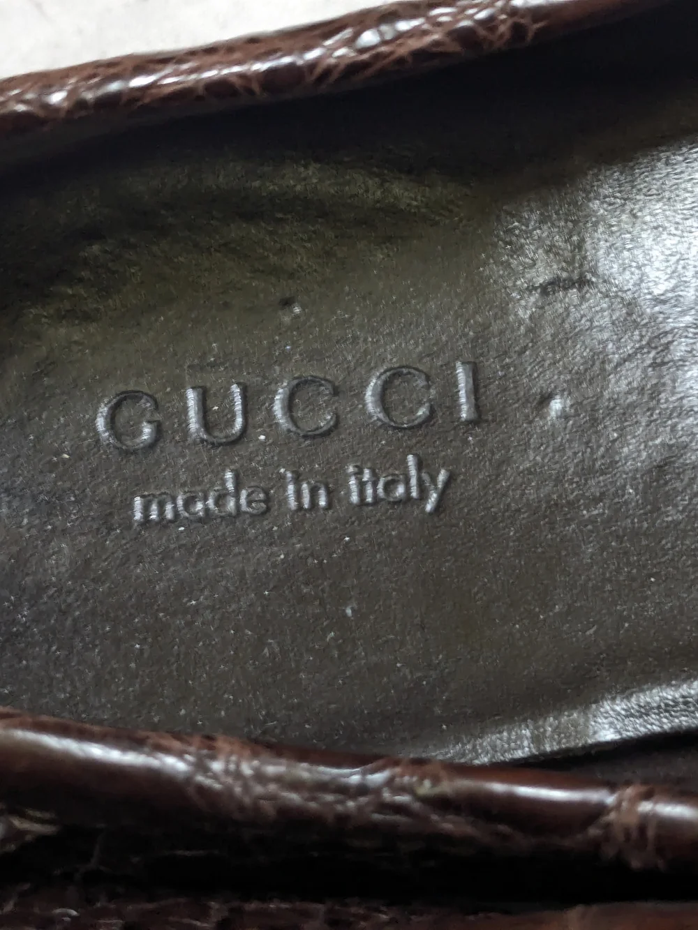 Gucci Driving Horsebit Loafers Brown Crocodile Leather Men US 13.5 Exotic
